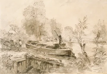 Uomini che caricano una chiatta sullo Stour, 1827